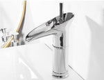 Torneira de Cascata em Latão Antigo - Misturador de Pia de Banheiro com Design de Alça Única