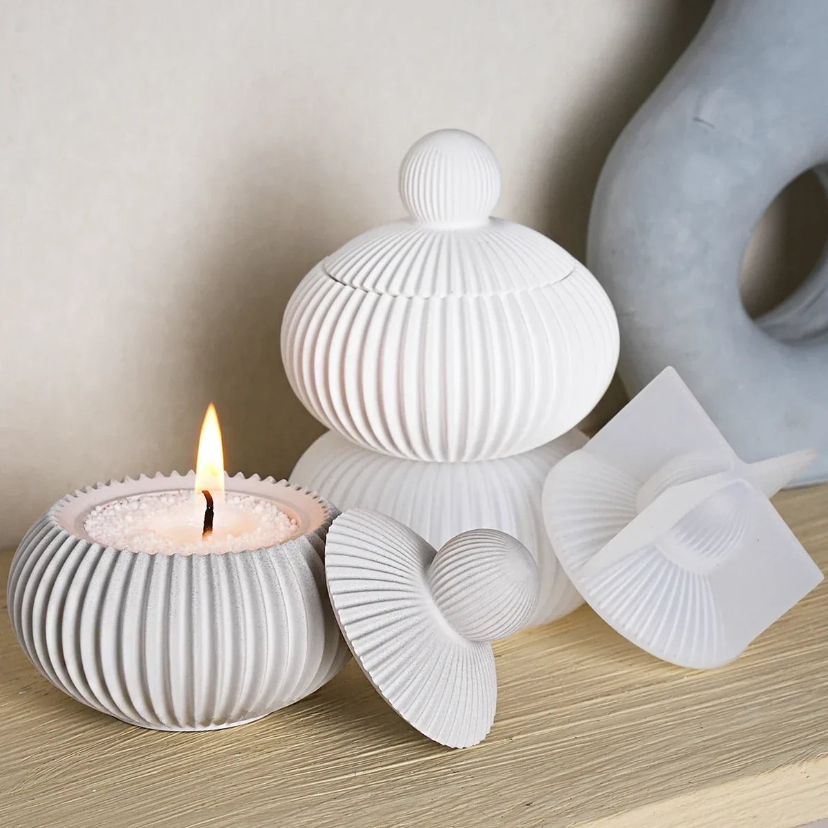 Vela Decorativa Redondo Listrado, peça de velas decorativas da VivaCasa — imagem 3