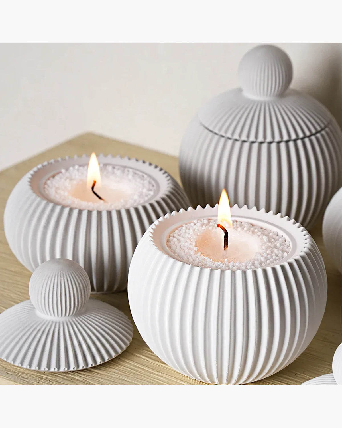 Vela Decorativa Redondo Listrado, peça de velas decorativas da VivaCasa
