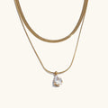 Colar Duplo Gota com Zircônia Dourado