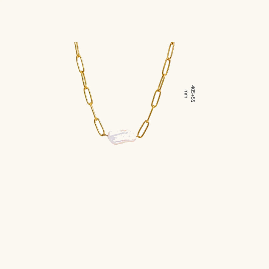 Yhpup Stainless Steel Natural Pearl Pendant Necklace Metal Chain High Quality Jewelry Gold Color Collar for Women Girls Gift