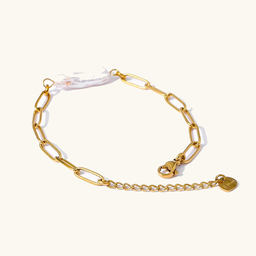 Yhpup Stainless Steel Natural Pearl Pendant Necklace Metal Chain High Quality Jewelry Gold Color Collar for Women Girls Gift YH1486A Bracelet