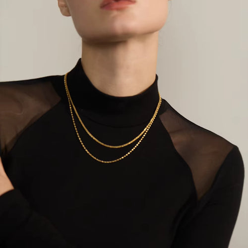 Yhpup Tarnish Resistant Stainless Steel Chic Beads Chain Double Layered Overlay Exquisite Necklace Collar Jewelry Wholesale Gift
