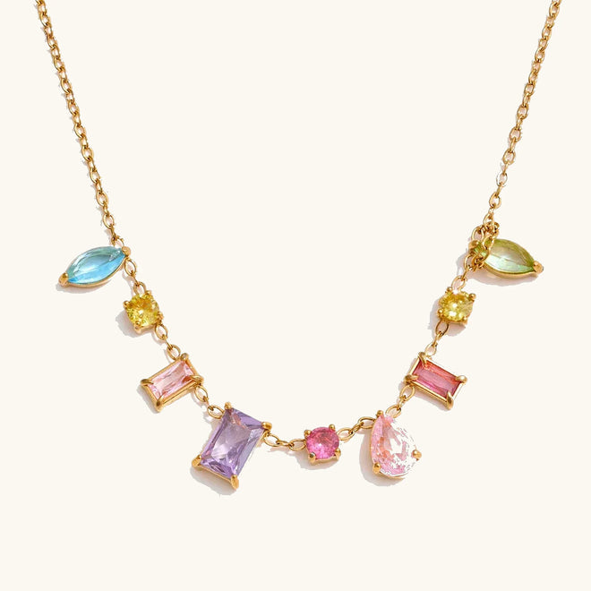 Colar Prismé com Zircônias Zircônia Colorida