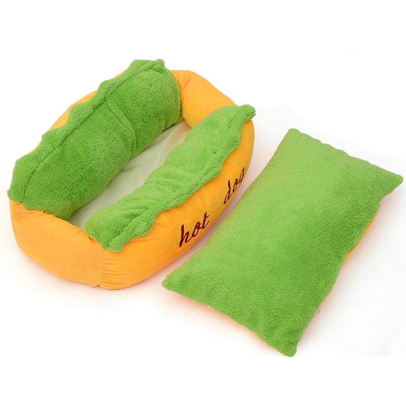 Nuopets Hot Dog Bed Dog Kennel Mat Warm Soft Bed