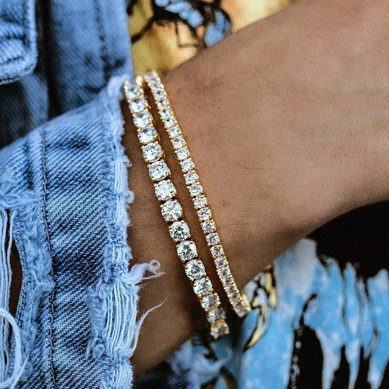 Pulseira Cravejada Diamond Ouro Amarelo - 18cm